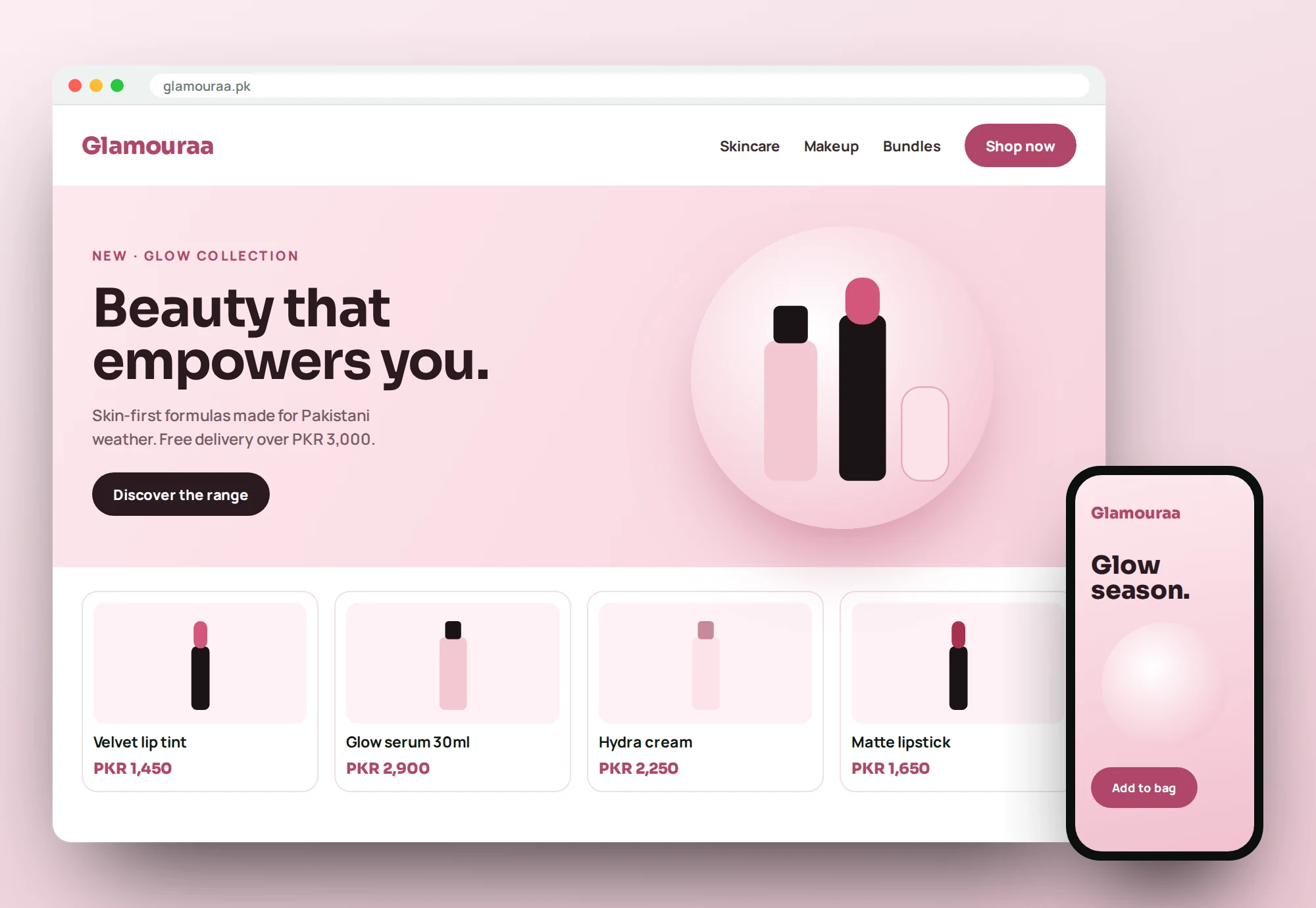 Glamouraa website project by The Hazn